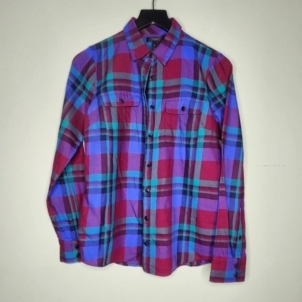J Crew Plaid Button Up Shirt‎ Long Sleeve Pockets Preppy Classic Ranch 6